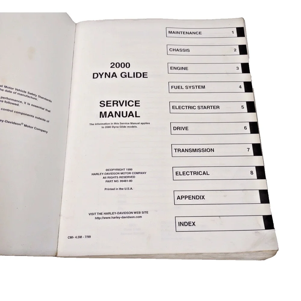 2000 Harley Davidson Dyna Low Rider Convertible Shop Service Repair Manual 99481